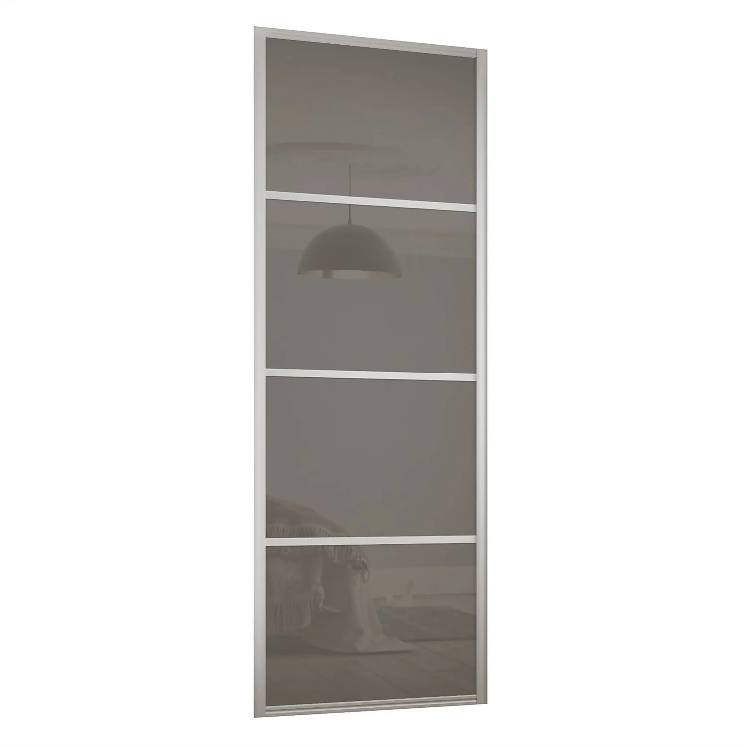 Ellipse Sliding Wardrobe Door 4 Panel Cappuccino Glass With Aluminium Frame (W)914mm 3 Ellipse Sliding Wardrobe Door 4 Panel Cappuccino Glass With Aluminium Frame (W)914mm