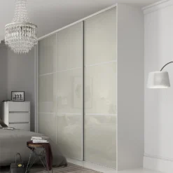 Linear Sliding Wardrobe Door 3 Panel Arctic White Glass With Silver Frame (W)610mm -Famous Furniture Store 12811751 7954843064118498