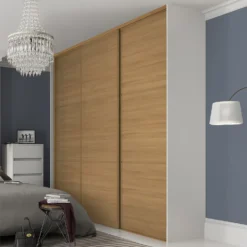 Linear Sliding Wardrobe Door 3 Panel Oak With Oak Frame (W)610mm -Famous Furniture Store 12811784 7084843064725014