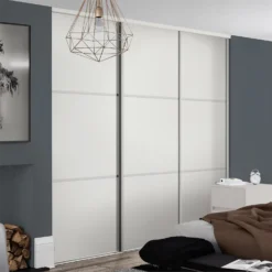 Linear Sliding Wardrobe Door 3 Panel White With White Frame (W)610mm -Famous Furniture Store 12811785 3584843064789718