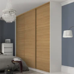 Linear Sliding Wardrobe Door 3 Panel Oak With Oak Frame (W)762mm -Famous Furniture Store 12811804 1524843065514857