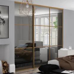 Linear Sliding Wardrobe Door 3 Panel Mirror With Oak Frame (W)914mm 7 Linear Sliding Wardrobe Door 3 Panel Mirror With Oak Frame (W)914mm -Famous Furniture Store 12811814 9364843066023957