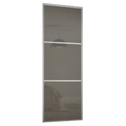 Linear Sliding Wardrobe Door 3 Panel Cappuccino Glass With Silver Frame (W)914mm