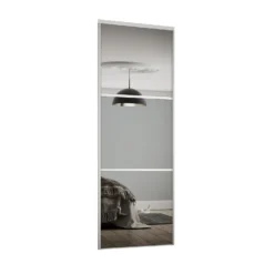 Linear Sliding Wardrobe Door 3 Panel Mirror With White Frame (W)914mm