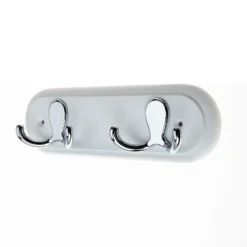 None White Hook Rail - Polished Chrome - 2 Hooks