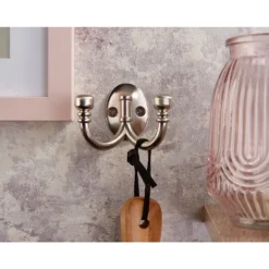 Ball End Double Robe Hook - Satin Nickel -Famous Furniture Store 12817499 2584995165387276