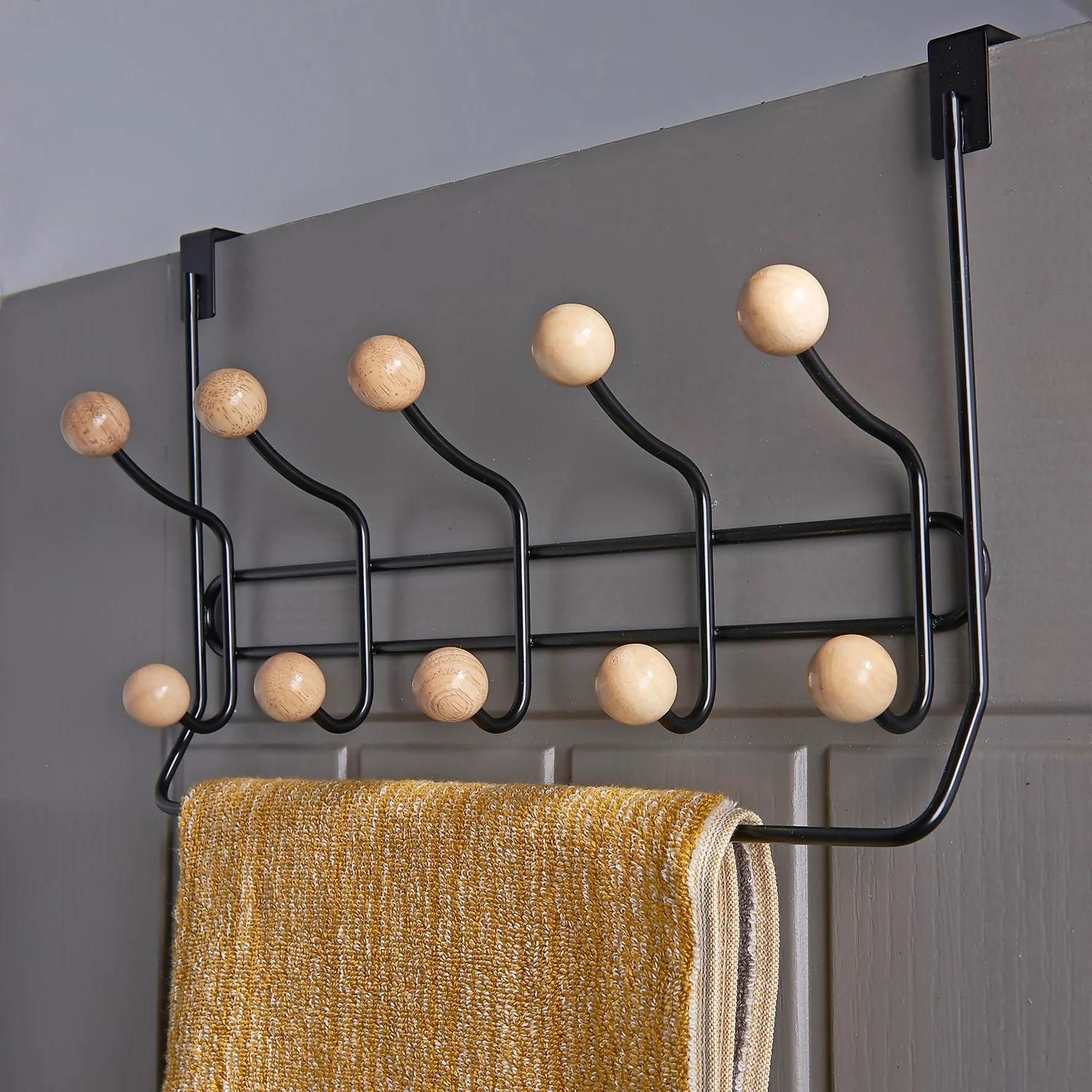 None Wooden Ball With Towel Bar Coat Hook 4 None Wooden Ball With Towel Bar Coat Hook - Image 2