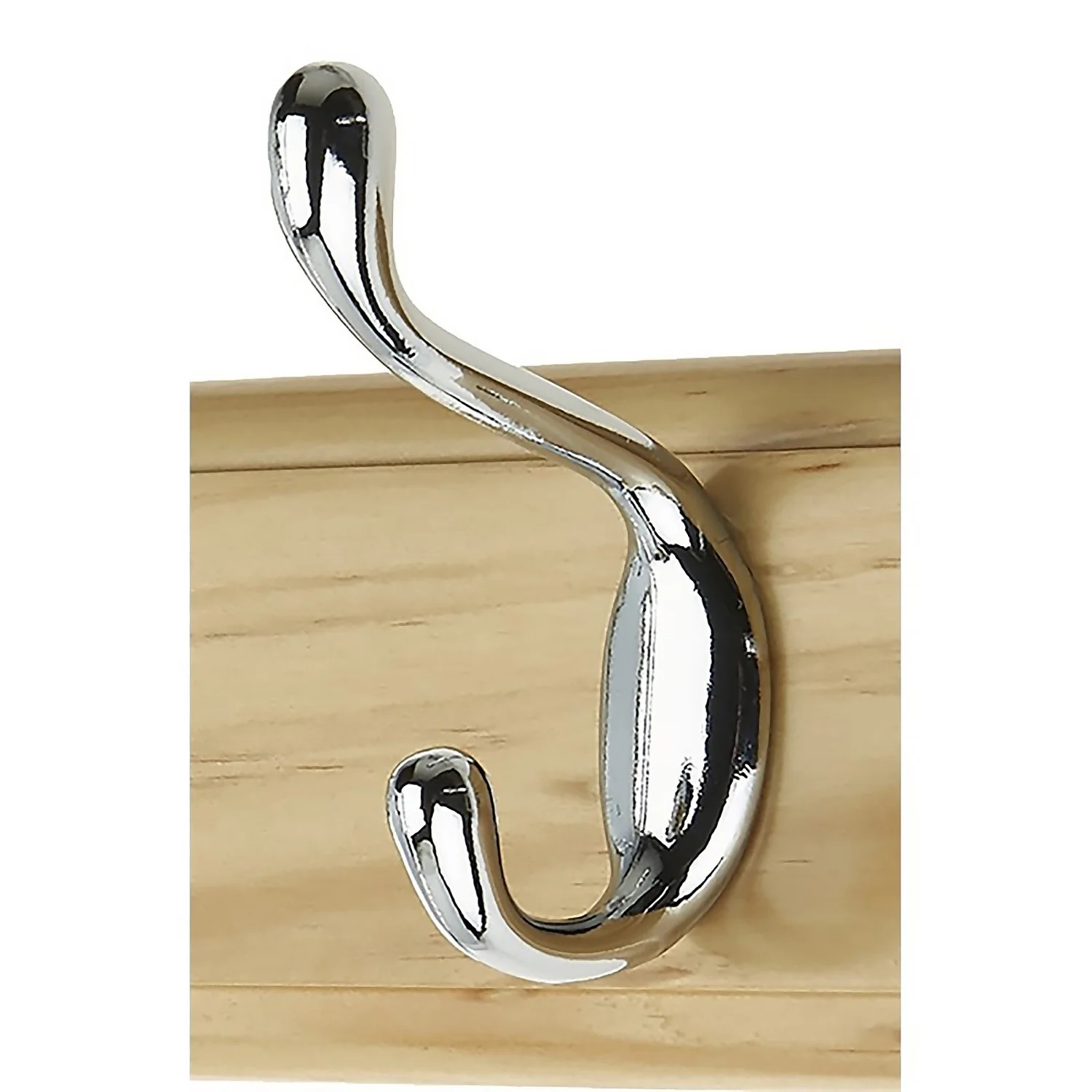 4 Coat Polished Chrome Hooks On Pine Stepped Board 6 4 Coat Polished Chrome Hooks On Pine Stepped Board - Image 4