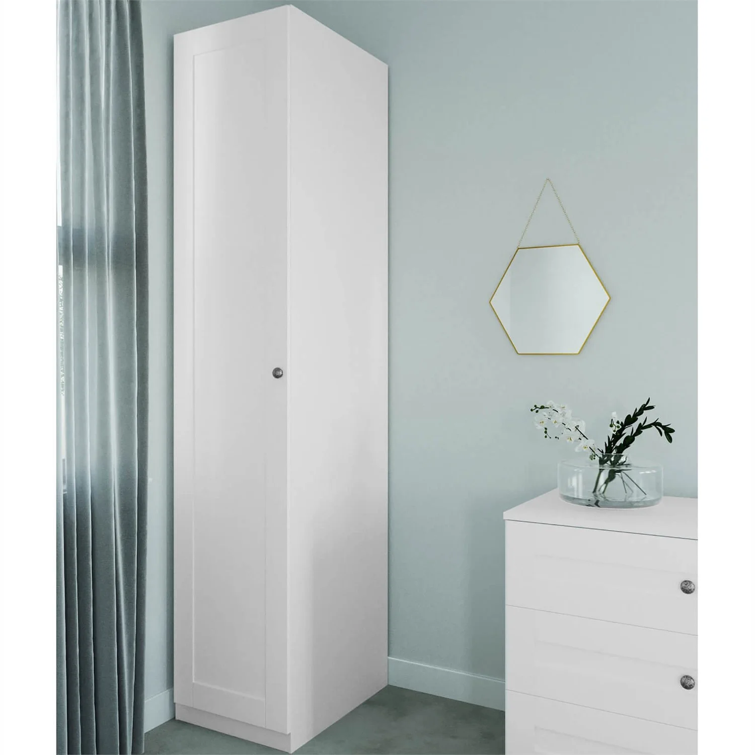 Fitted Bedroom Shaker Single Wardrobe - White 3 Fitted Bedroom Shaker Single Wardrobe - White