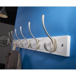 6 Victorian Satin Nickel Hooks On White Bloc Board 8 6 Victorian Satin Nickel Hooks On White Bloc Board -Famous Furniture Store 12839295 1194845858610089
