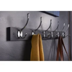 6 Victorian Chrome Hooks On Black Bloc Board -Famous Furniture Store 12839305 2694845858895059
