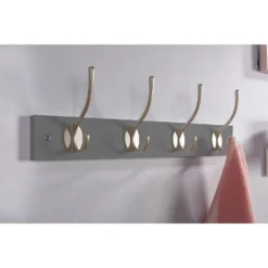 4 Victorian Satin Nickel Hooks On Slate Grey Bloc Board -Famous Furniture Store 12839547 6224845862002801
