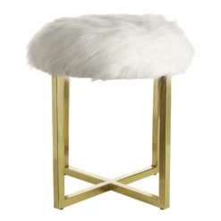Mary Furry Stool - White -Famous Furniture Store 12887591 1934885834123224