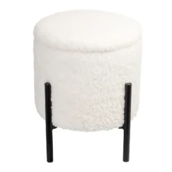 Tori Boucle Footstool - White -Famous Furniture Store 13130402 2134919264436786