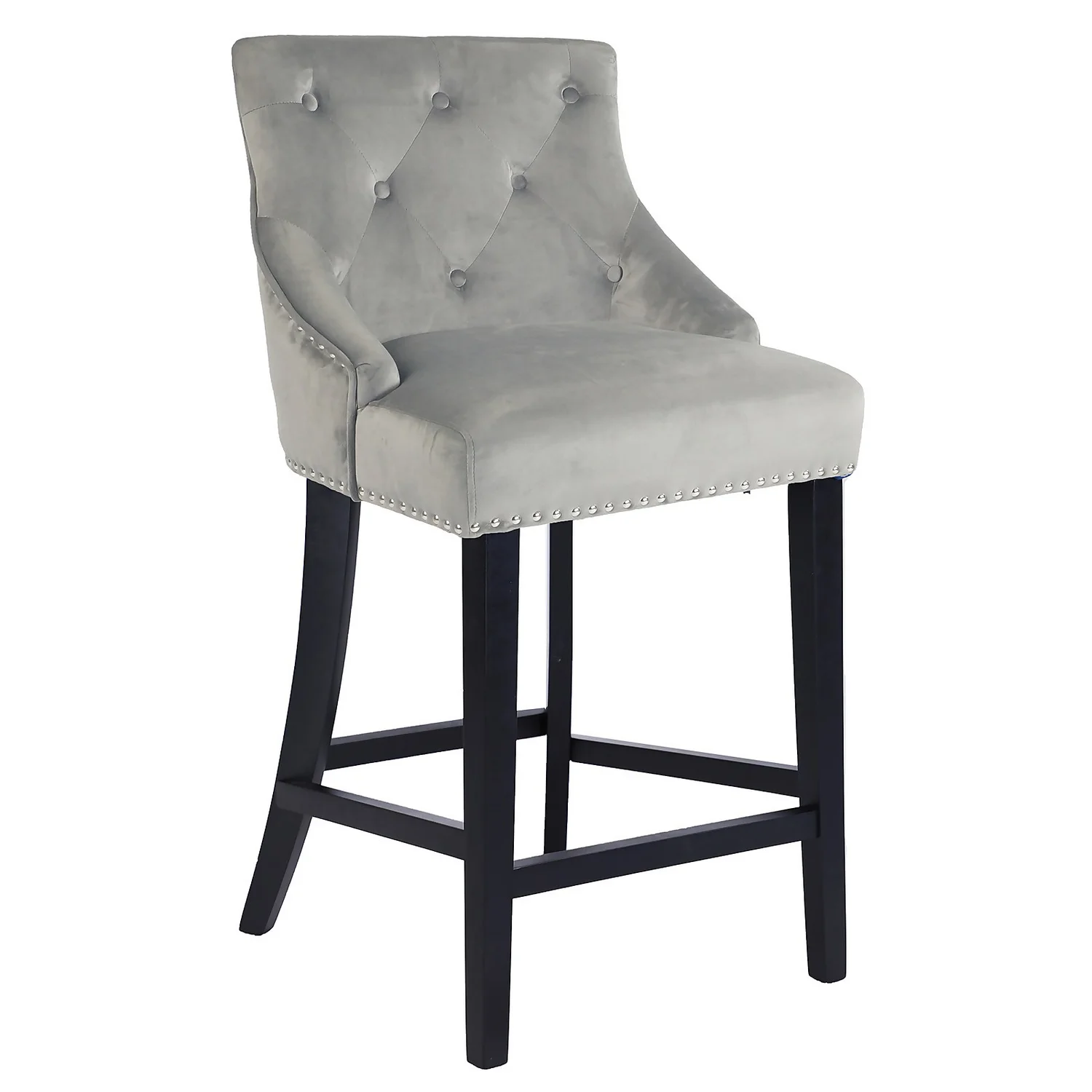 Annabelle Velvet Bar Stool - Grey 3 Annabelle Velvet Bar Stool - Grey