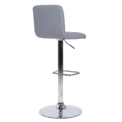Chet Height Adjustable Faux Leather Bar Stool - Grey -Famous Furniture Store 13223770 2014927306587285