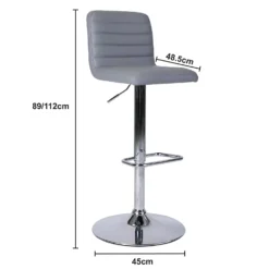 Chet Height Adjustable Faux Leather Bar Stool - Grey -Famous Furniture Store 13223770 2014927306672266