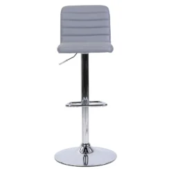 Chet Height Adjustable Faux Leather Bar Stool - Grey -Famous Furniture Store 13223770 6764927306512213