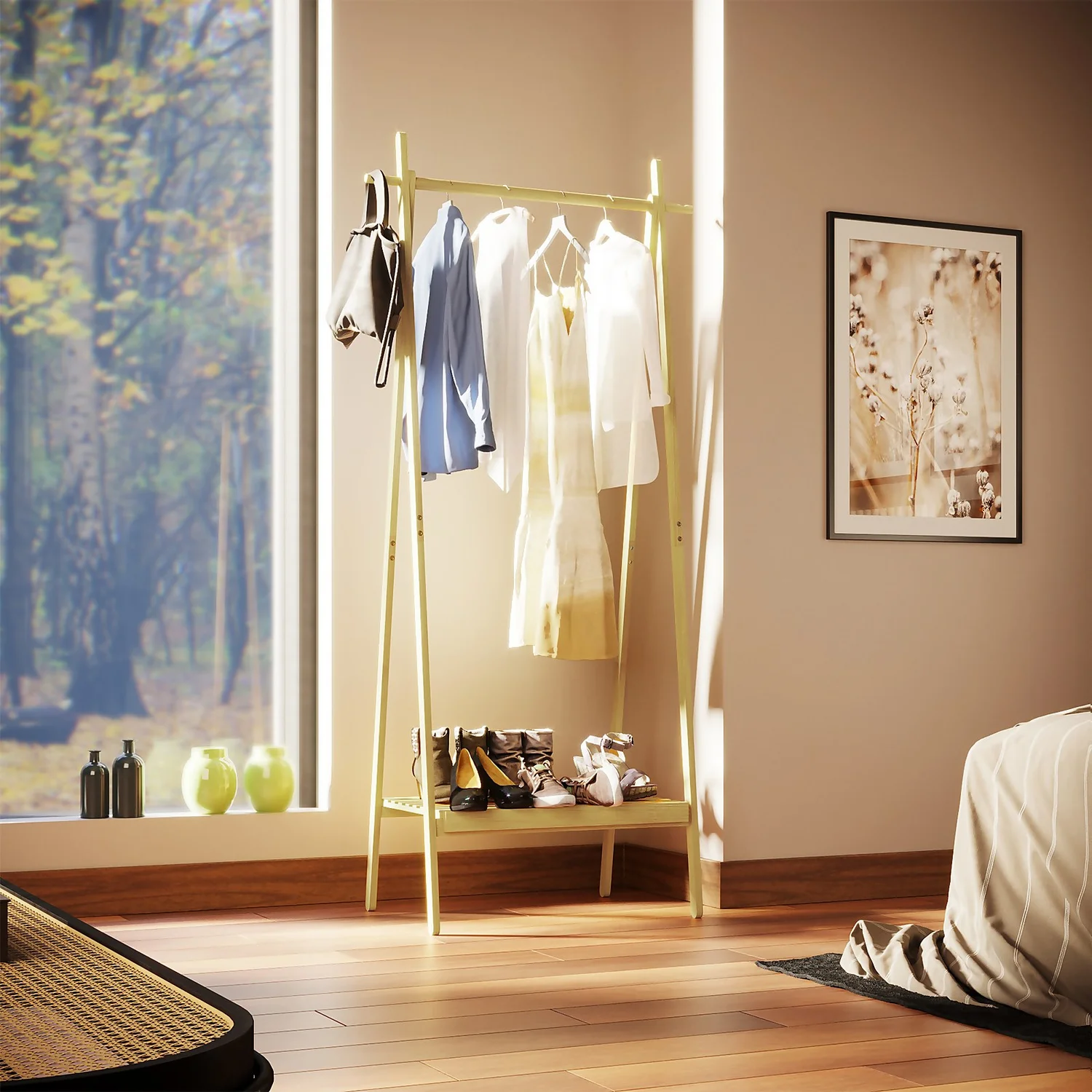 Foldable Bamboo Garment Rack 4 Foldable Bamboo Garment Rack - Image 2