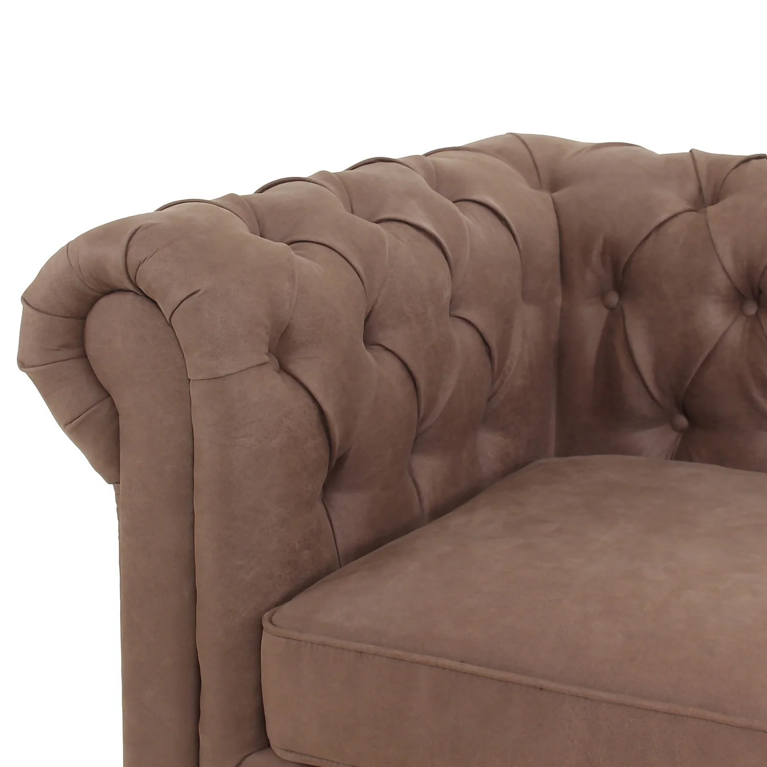 Chesterfield Faux Leather Armchair - Tan 7 Chesterfield Faux Leather Armchair - Tan - Image 5