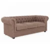 Chesterfield Faux Leather 3 Seater Sofa - Tan -Famous Furniture Store 13514413 1295036616365136