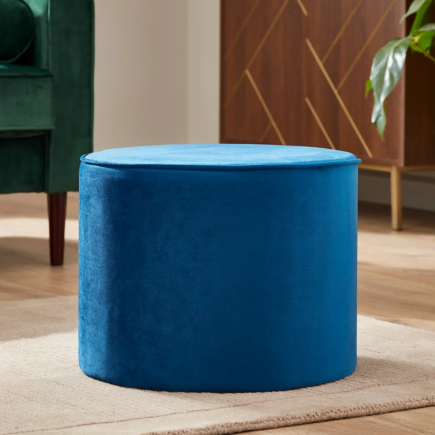 Pippa Round Pouffe - Blue 4 Pippa Round Pouffe - Blue - Image 2