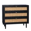 Kubu Rattan 3 Drawer Chest - Black