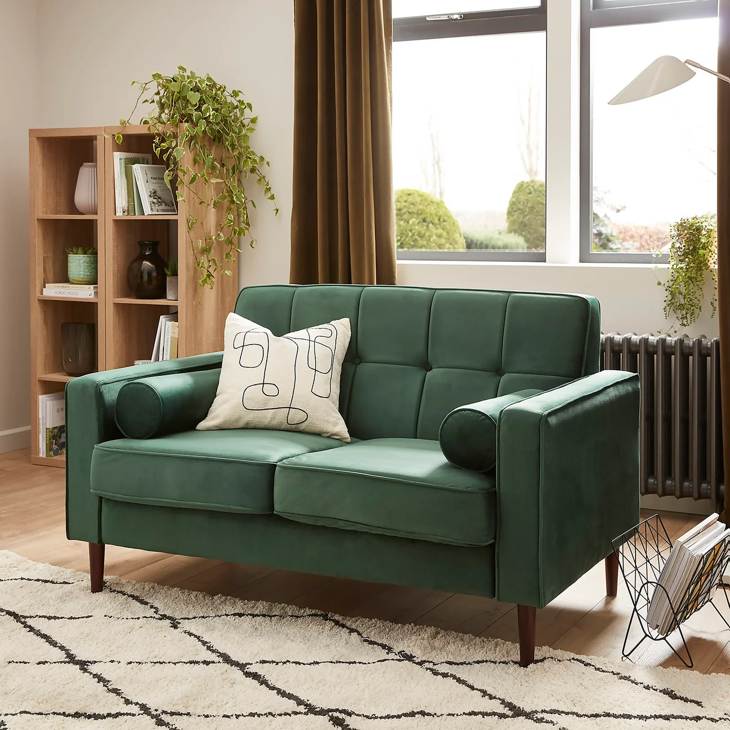 Draper Velvet 2 Seater Sofa In A Box - Green 4 Draper Velvet 2 Seater Sofa In A Box - Green - Image 2