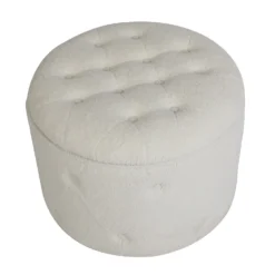Betty Boucle Button Ottoman - Cream -Famous Furniture Store 13667712 7494964295445026