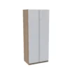 House Beautiful Escape Double Wardrobe, Oak Effect Carcass - Gloss White Handleless Door (W) 900mm X (H) 2196mm