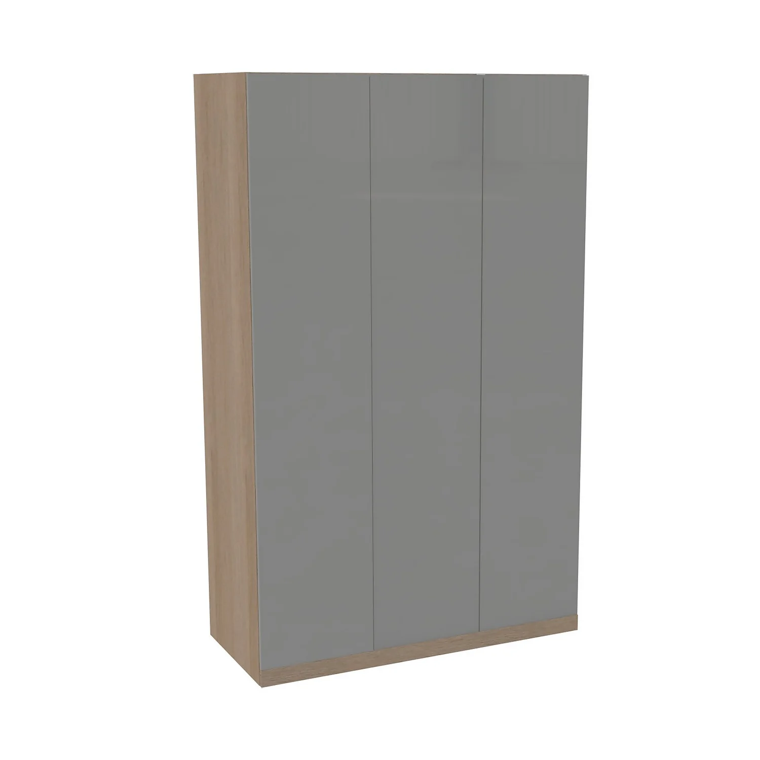 House Beautiful Honest Triple Wardrobe, Oak Effect Carcass - Gloss Grey Slab Doors (W) 1350mm X (H) 2196mm 3 House Beautiful Honest Triple Wardrobe, Oak Effect Carcass - Gloss Grey Slab Doors (W) 1350mm X (H) 2196mm