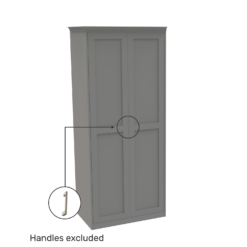 House Beautiful Realm Fitted Look Double Wardrobe, Oak Effect Carcass - Grey Shaker Doors (W) 1001mm X (H) 2256mm -Famous Furniture Store 13999775 1515007373502433
