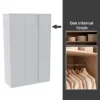 House Beautiful Escape Fitted Look Triple Wardrobe, Oak Effect Carcass - Gloss White Handleless Doors (W) 1390mm X (H) 2226mm -Famous Furniture Store 13999786 9805052690011025