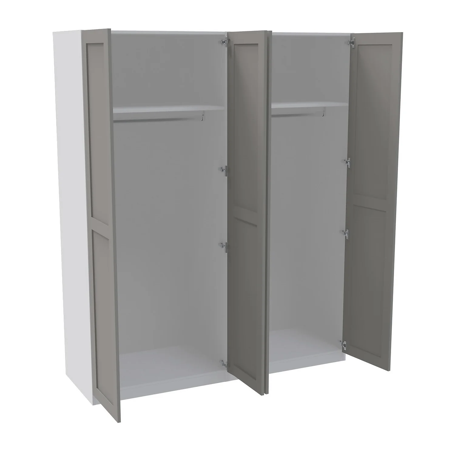House Beautiful Realm Quad Wardrobe, White Carcass - Grey Shaker Doors (W) 1800mm X (H) 2196mm 4 House Beautiful Realm Quad Wardrobe, White Carcass - Grey Shaker Doors (W) 1800mm X (H) 2196mm - Image 2