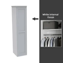 House Beautiful Realm Fitted Look Single Wardrobe, White Carcass - White Shaker Door (W) 551mm X (H) 2256mm