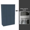 House Beautiful Realm Fitted Look Triple Wardrobe, White Carcass - Navy Blue Shaker Doors (W) 1451mm X (H) 2256mm -Famous Furniture Store 13999886 4485052690854955
