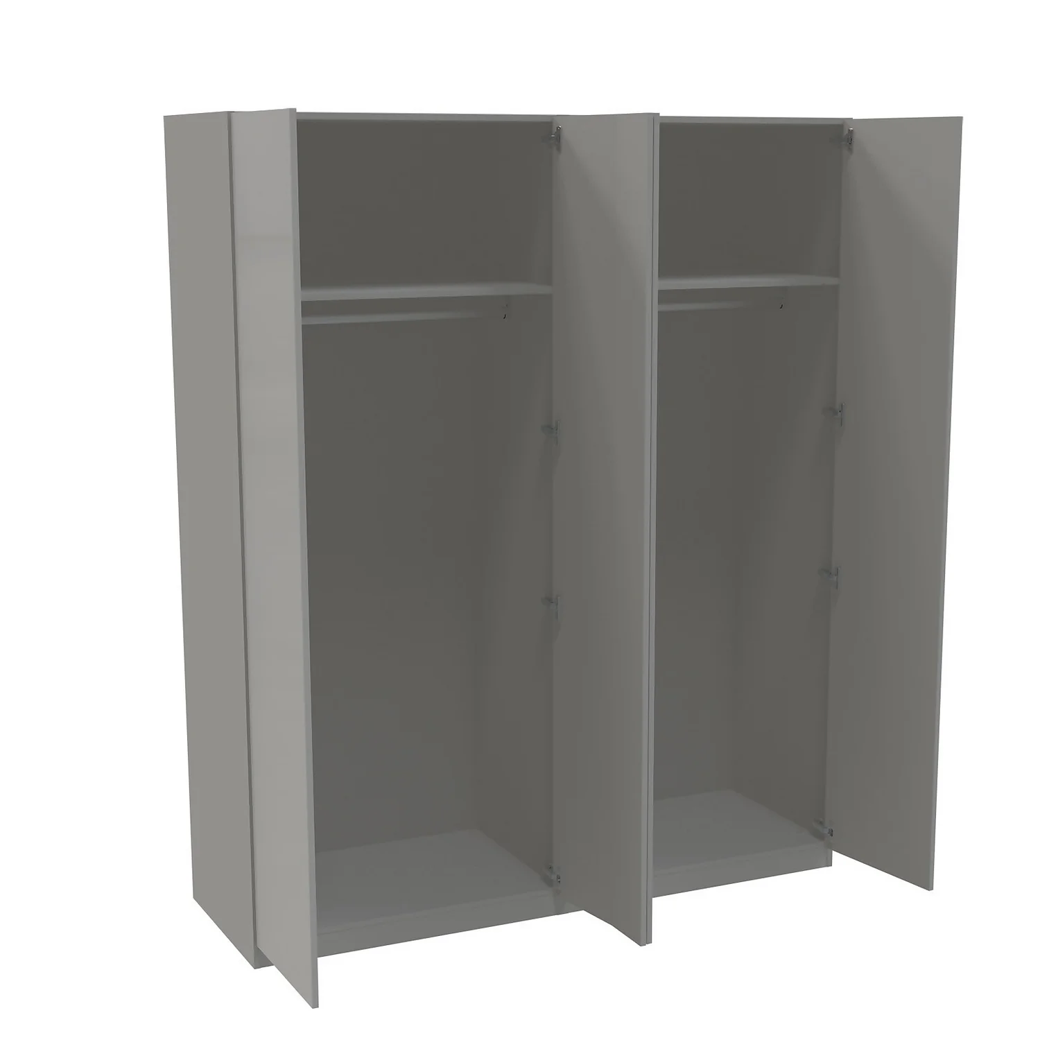 House Beautiful Honest Quad Wardrobe, Grey Carcass - Gloss Grey Slab Doors (W) 1800mm X (H) 2196mm 4 House Beautiful Honest Quad Wardrobe, Grey Carcass - Gloss Grey Slab Doors (W) 1800mm X (H) 2196mm - Image 2