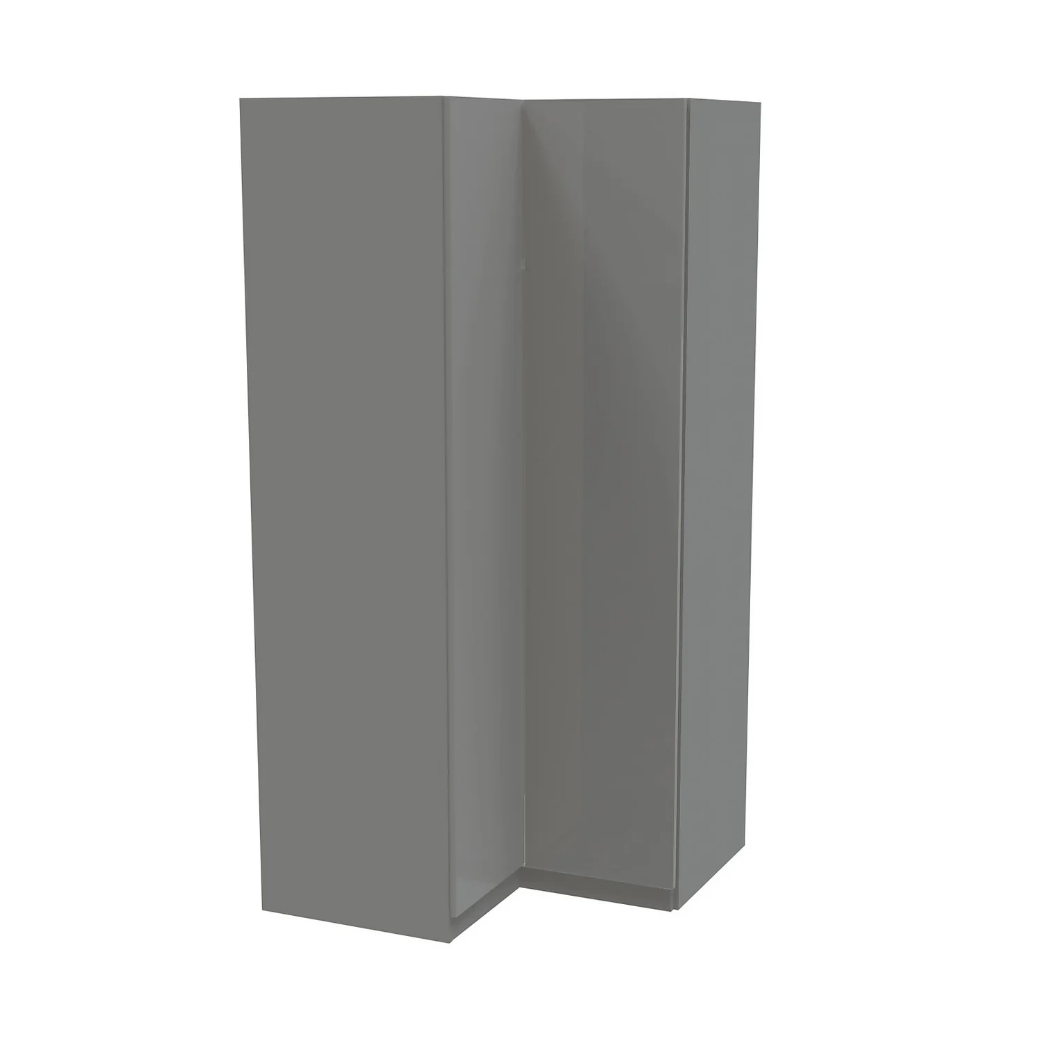 House Beautiful Honest Corner Wardrobe, Grey Carcass - Gloss Grey Slab Doors (W) 1053mm X (H) 2196mm 3 House Beautiful Honest Corner Wardrobe, Grey Carcass - Gloss Grey Slab Doors (W) 1053mm X (H) 2196mm