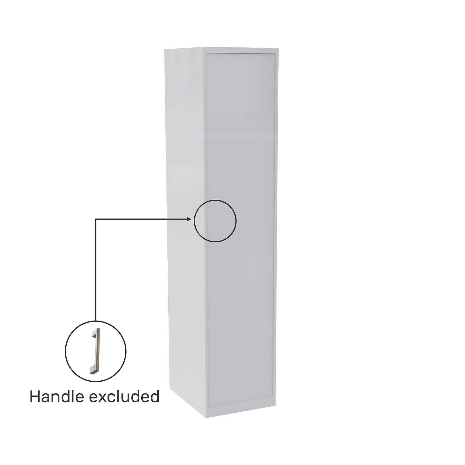House Beautiful Honest Fitted Look Single Wardrobe, Grey Carcass - Gloss White Slab Door (W) 490mm X (H) 2226mm 5 House Beautiful Honest Fitted Look Single Wardrobe, Grey Carcass - Gloss White Slab Door (W) 490mm X (H) 2226mm - Image 3