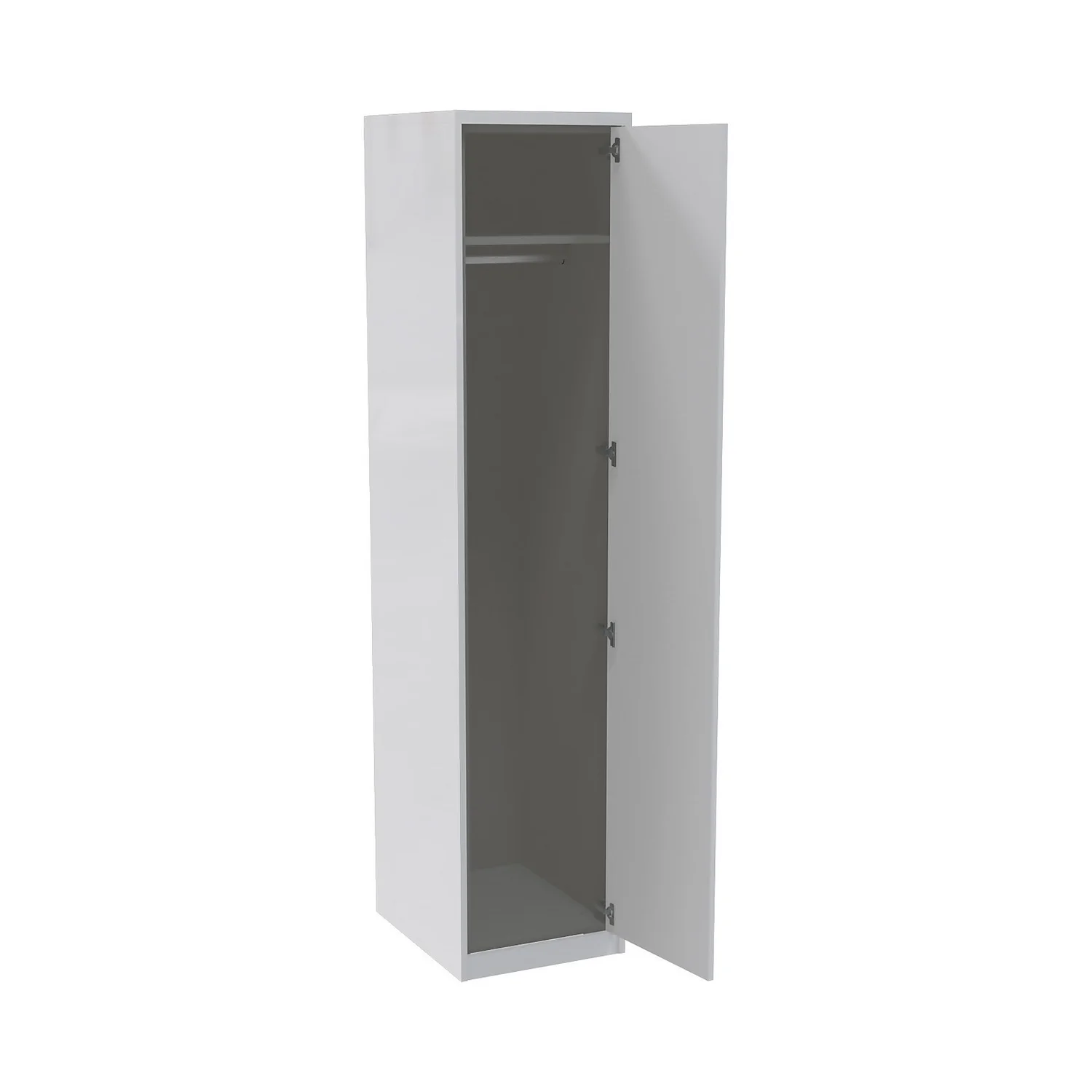 House Beautiful Honest Fitted Look Single Wardrobe, Grey Carcass - Gloss White Slab Door (W) 490mm X (H) 2226mm 4 House Beautiful Honest Fitted Look Single Wardrobe, Grey Carcass - Gloss White Slab Door (W) 490mm X (H) 2226mm - Image 2