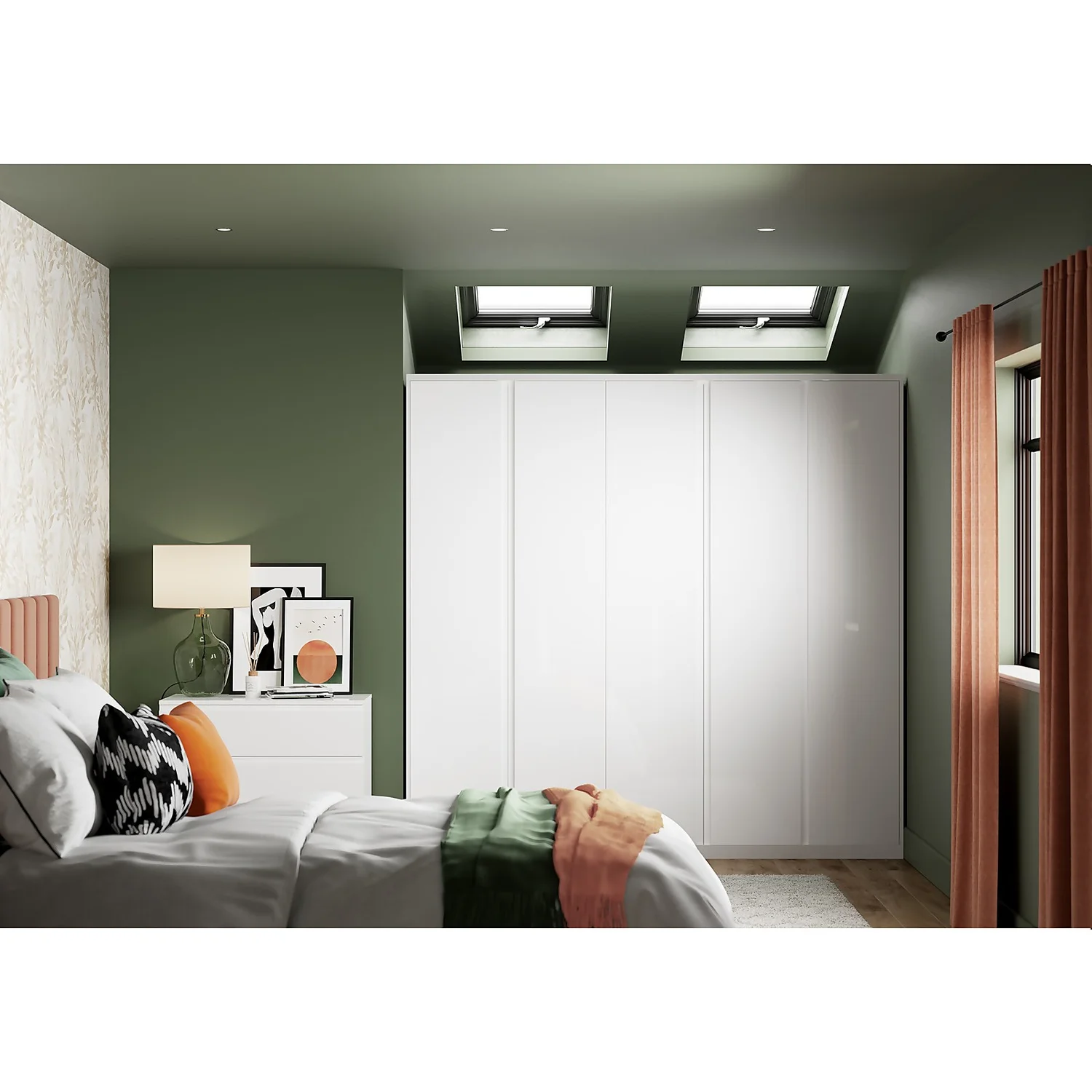 House Beautiful Escape Fitted Look Triple Wardrobe, Grey Carcass - Gloss White Handleless Doors (W) 1390mm X (H) 2226mm 6 House Beautiful Escape Fitted Look Triple Wardrobe, Grey Carcass - Gloss White Handleless Doors (W) 1390mm X (H) 2226mm - Image 4