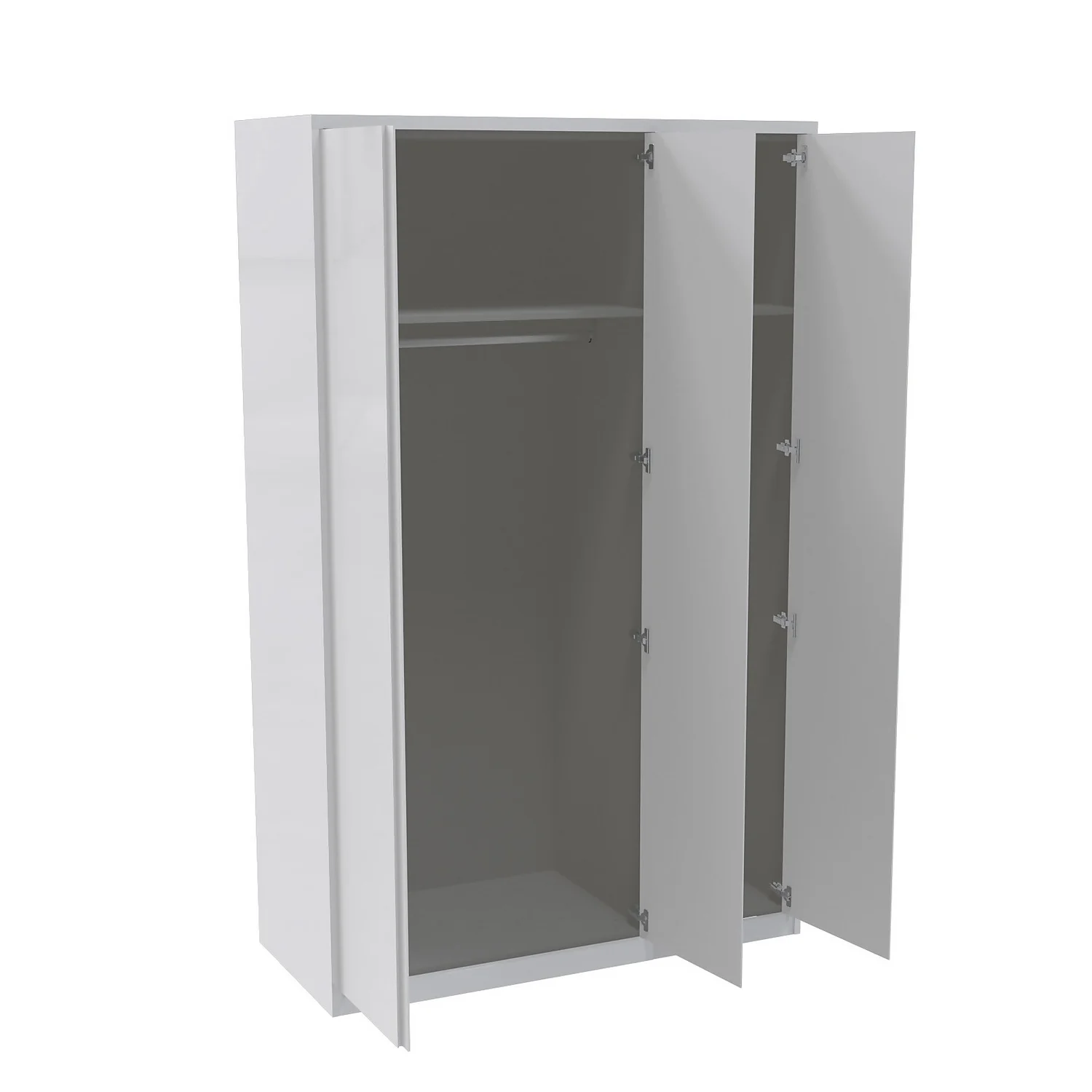 House Beautiful Escape Fitted Look Triple Wardrobe, Grey Carcass - Gloss White Handleless Doors (W) 1390mm X (H) 2226mm 4 House Beautiful Escape Fitted Look Triple Wardrobe, Grey Carcass - Gloss White Handleless Doors (W) 1390mm X (H) 2226mm - Image 2