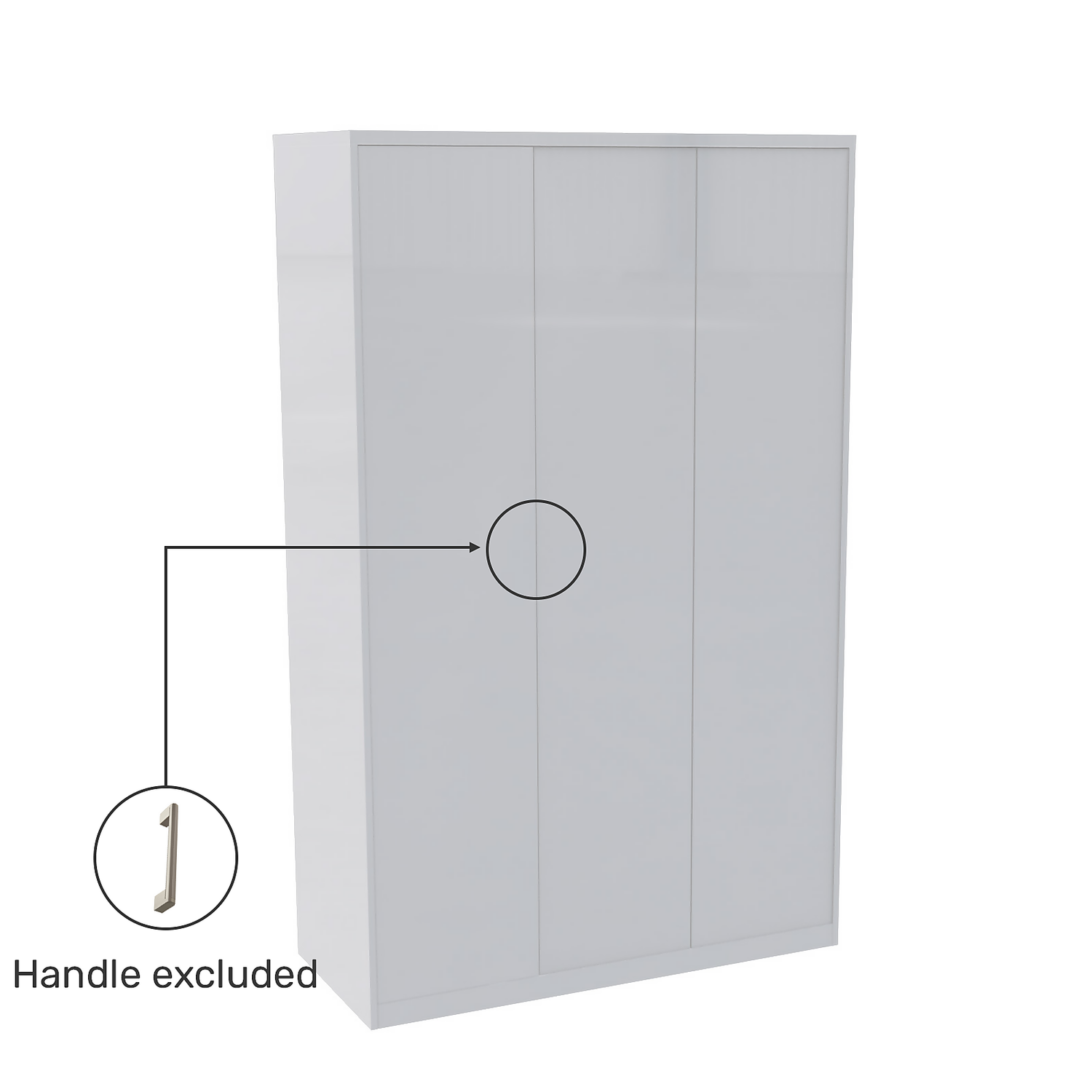 House Beautiful Honest Fitted Look Triple Wardrobe, Grey Carcass - Gloss White Slab Doors (W) 1390mm X (H) 2226mm 5 House Beautiful Honest Fitted Look Triple Wardrobe, Grey Carcass - Gloss White Slab Doors (W) 1390mm X (H) 2226mm - Image 3