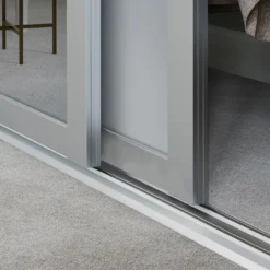 Shaker 4 Door Sliding Wardrobe Kit Dove Grey Panel / Mirror With Dove Grey Frame (W)2898 X (H)2260mm -Famous Furniture Store 14817131 3175059985793993